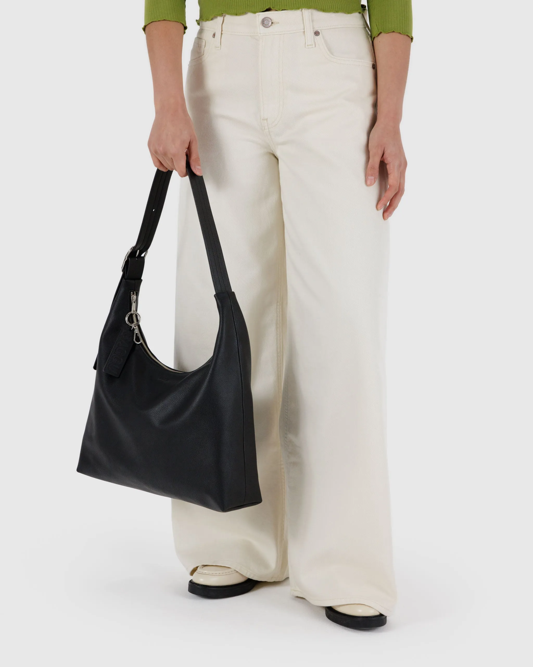 Baggu Recycled Leather Shoulder Bag - Black