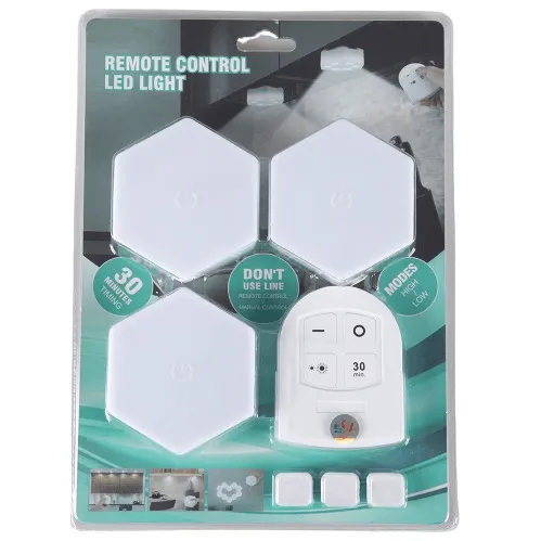 Battery Operated Hexagon Led Light With Remote Set Of 3