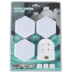 Battery Operated Hexagon Led Light With Remote Set Of 3