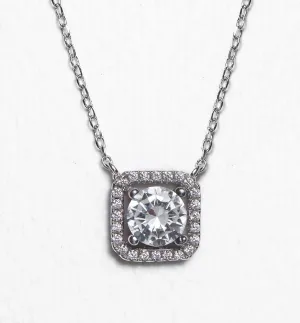 Beau Cushion Halo Pendant Necklace