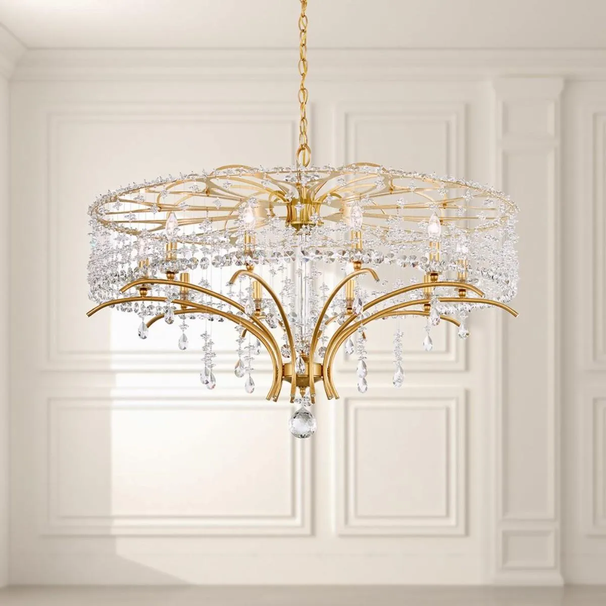 Bella Rose 10 Lights Etruscan Gold Chandelier with Clear Heritage Crystals
