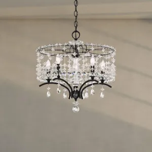 Bella Rose 5 Lights Antique Silver Chandelier with Clear Heritage Crystals