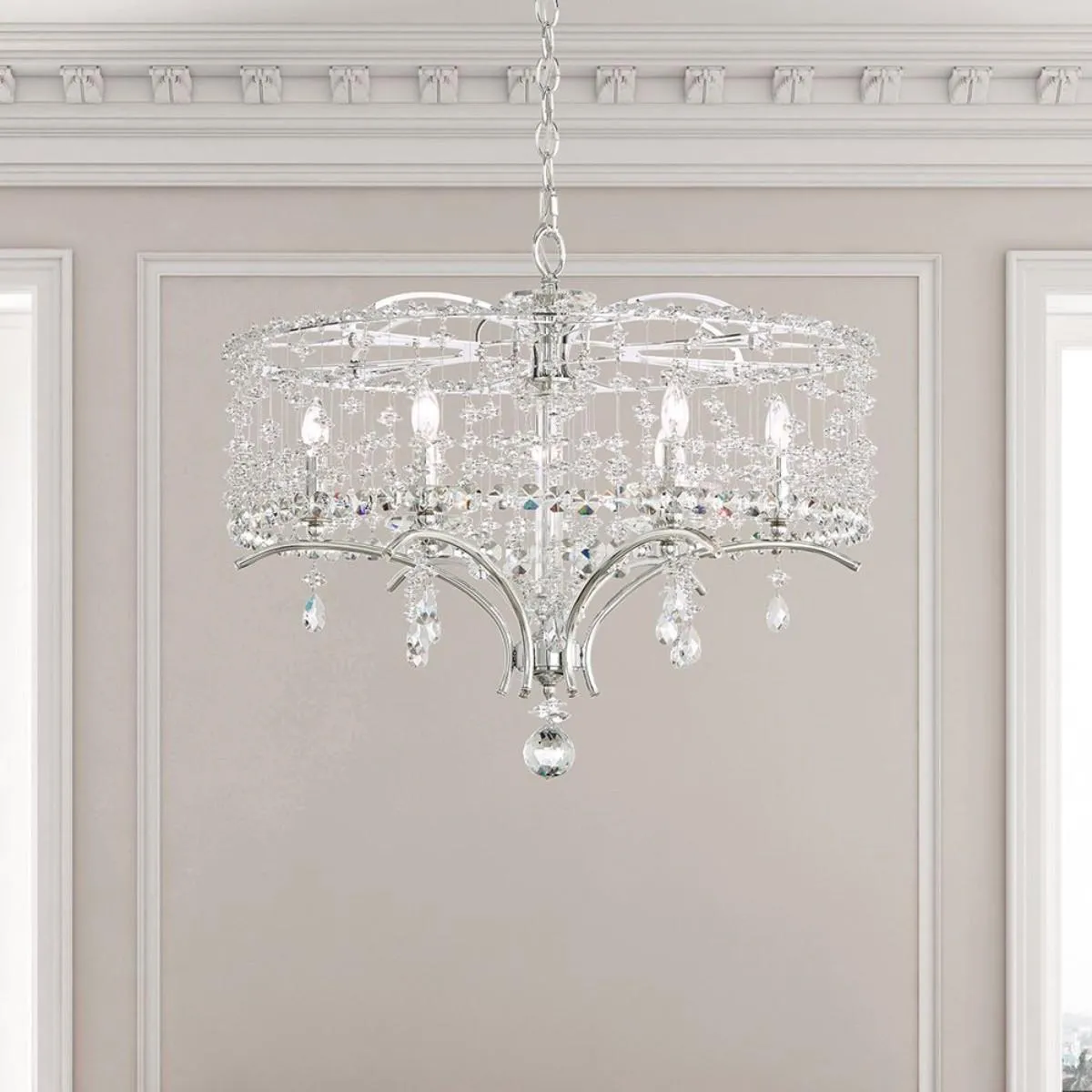 Bella Rose 6 Lights Heirloom Gold Chandelier with Clear Heritage Crystals