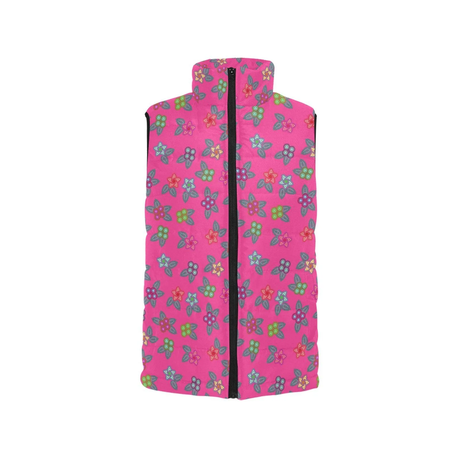 Berry Flowers Men's Padded Vest Jacket