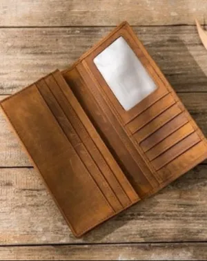 Bifold long wallet Mens long Wallet Dark Brown Leather Wallet Bifold Long Wallets for Men