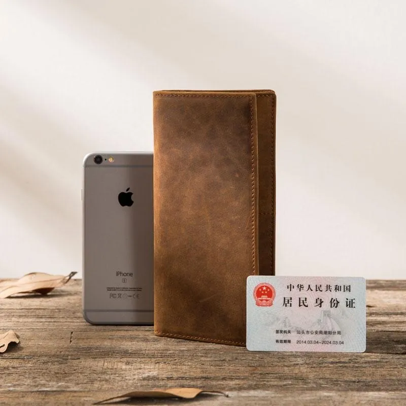 Bifold long wallet Mens long Wallet Dark Brown Leather Wallet Bifold Long Wallets for Men