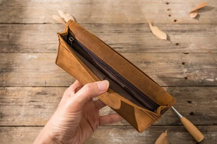 Bifold long wallet Mens long Wallet Dark Brown Leather Wallet Bifold Long Wallets for Men