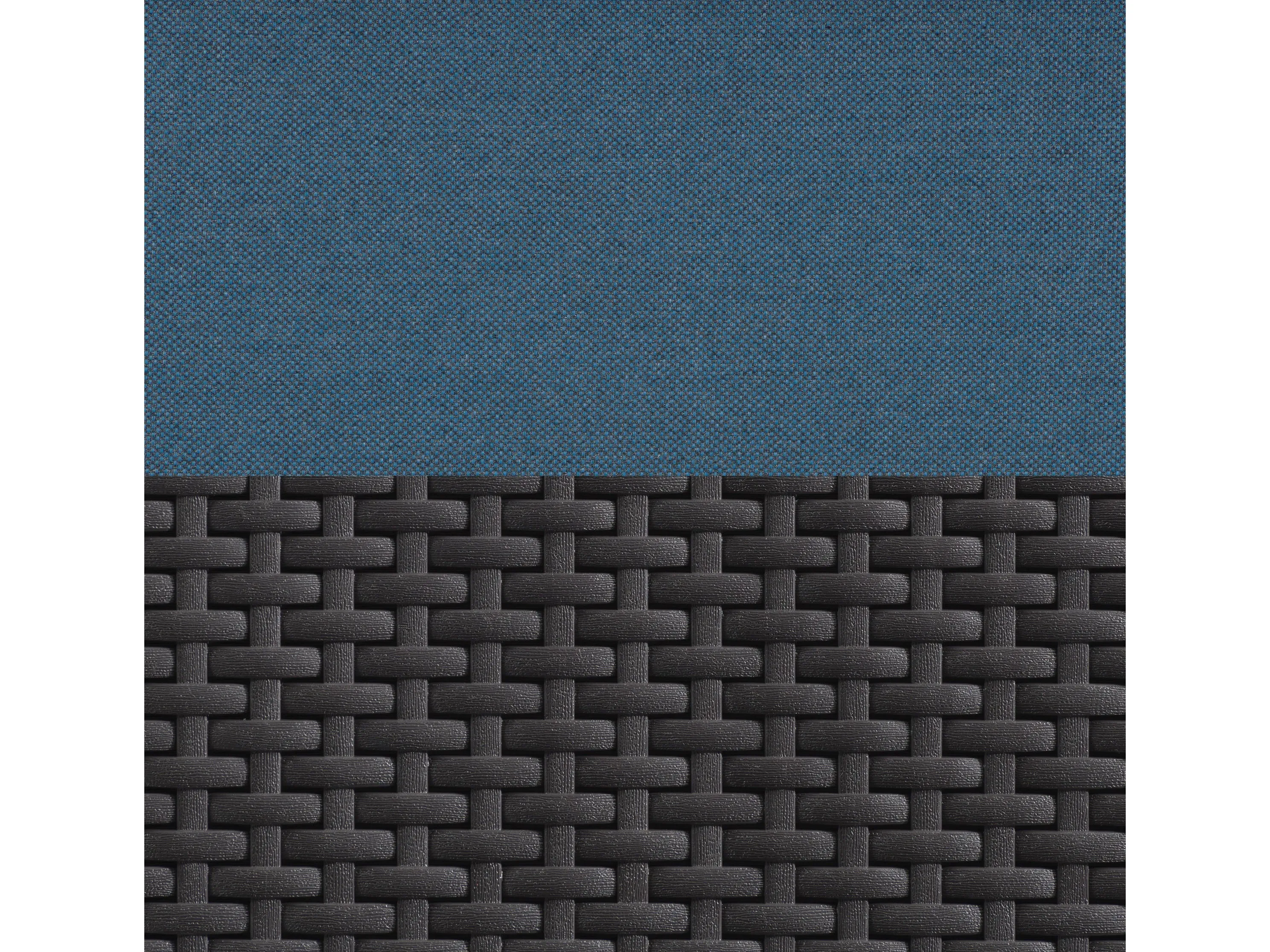 Black and Blue Outdoor Wicker Sectional Set, 6pc