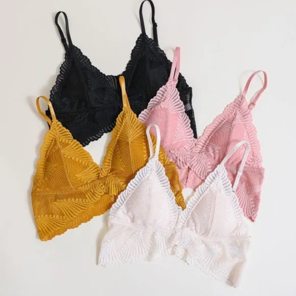 Black Butterfly Scalloped Lace Padded Bralette