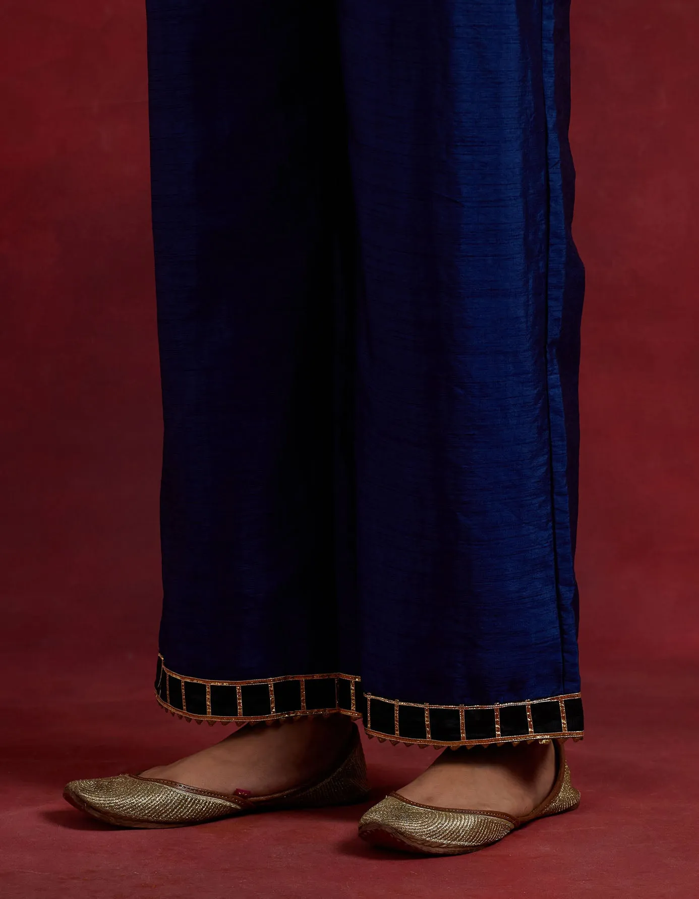 Blue Black Raw Silk Mira Kurta Set (Set Of 2)