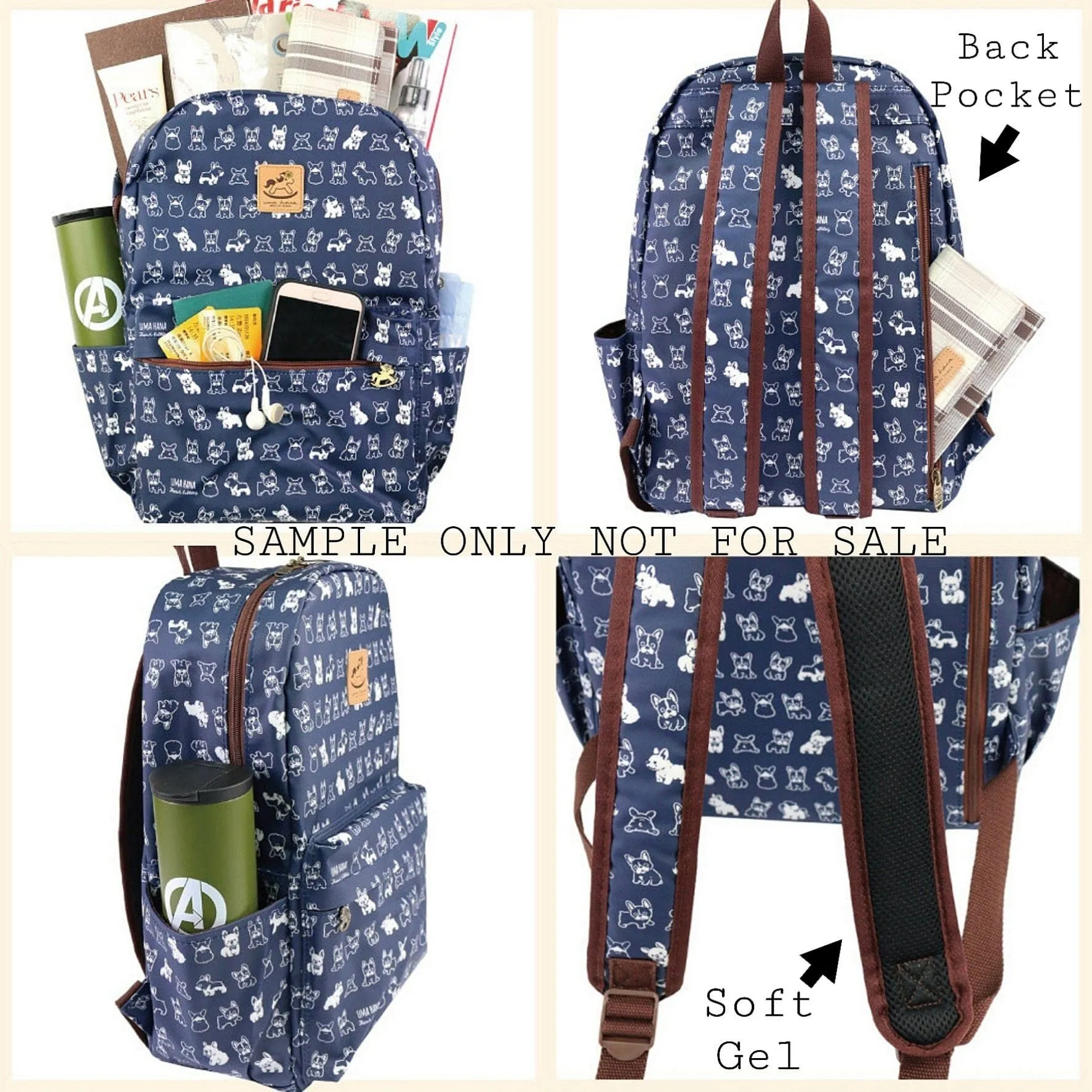 Blue Corgis & Coffee Large Backpack