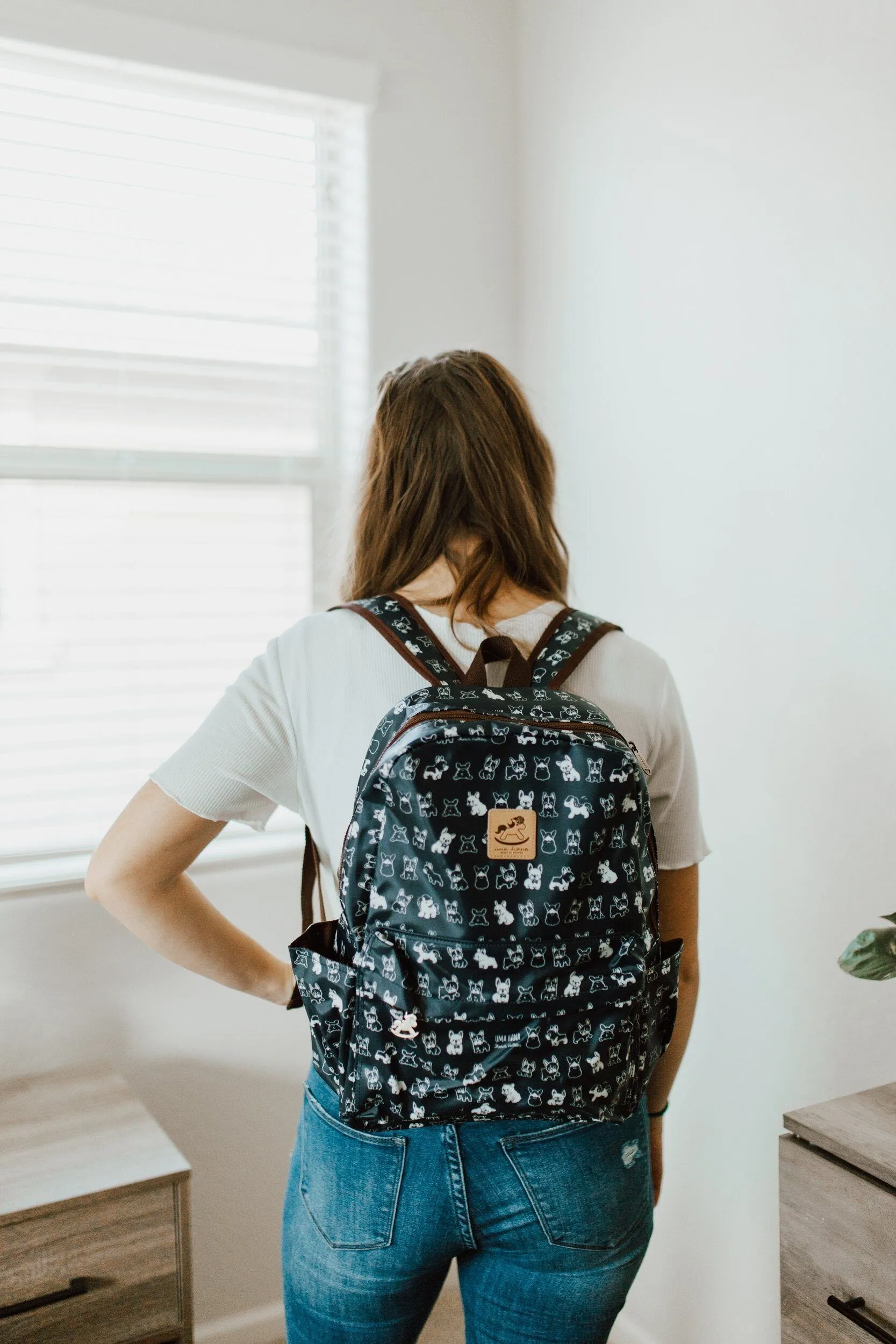 Blue Corgis & Coffee Large Backpack