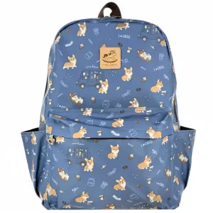 Blue Corgis & Coffee Large Backpack