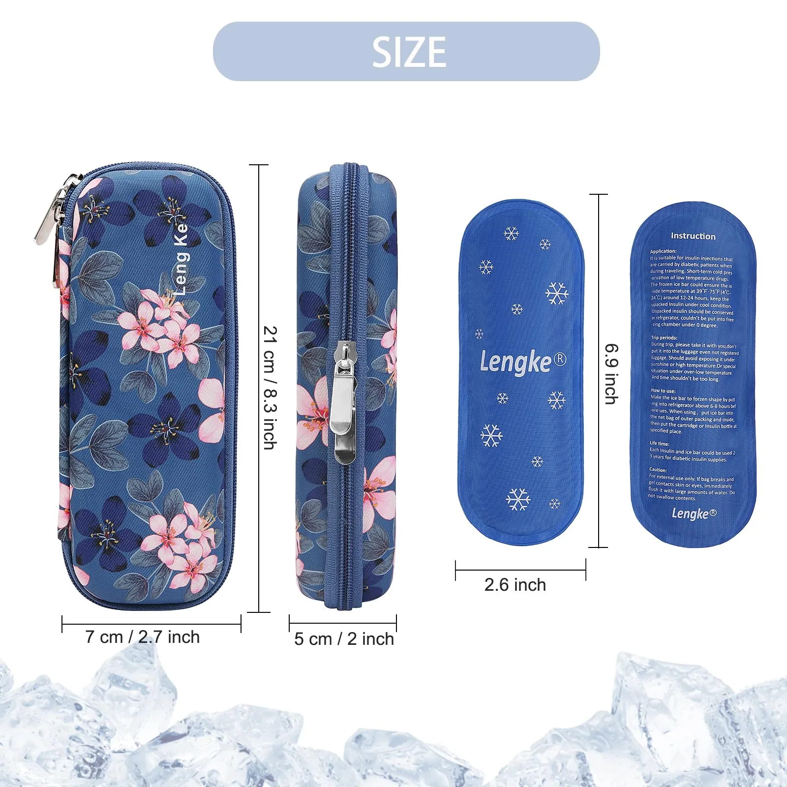 BOMKEE insulin pen bag, insulin cooler bag, medication bag for on the go, diabetes bag for insulin pen, glucose meter with 2 ice packs Magnolia Flower