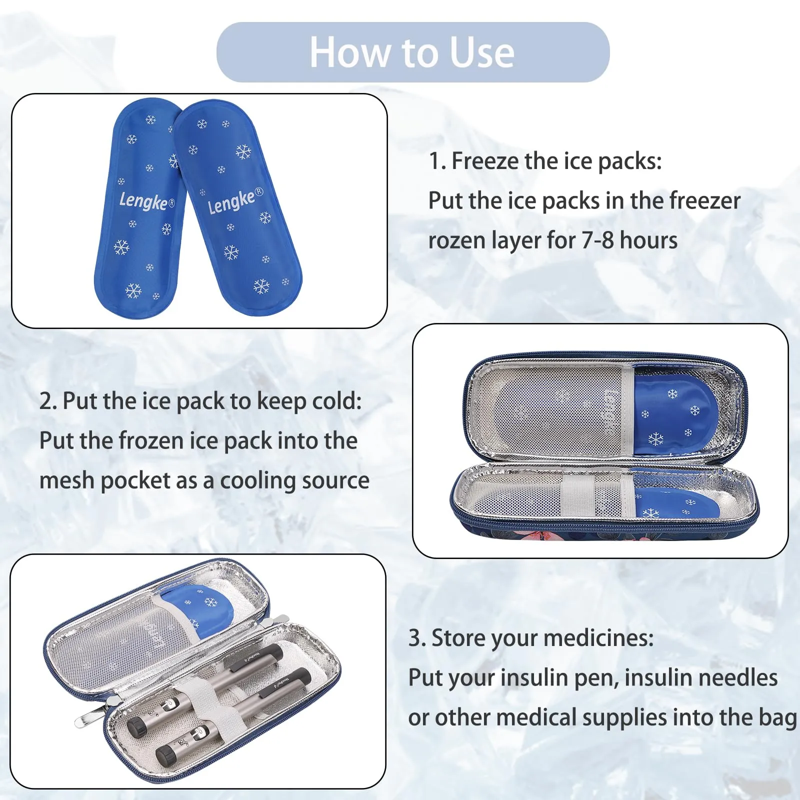 BOMKEE insulin pen bag, insulin cooler bag, medication bag for on the go, diabetes bag for insulin pen, glucose meter with 2 ice packs Magnolia Flower