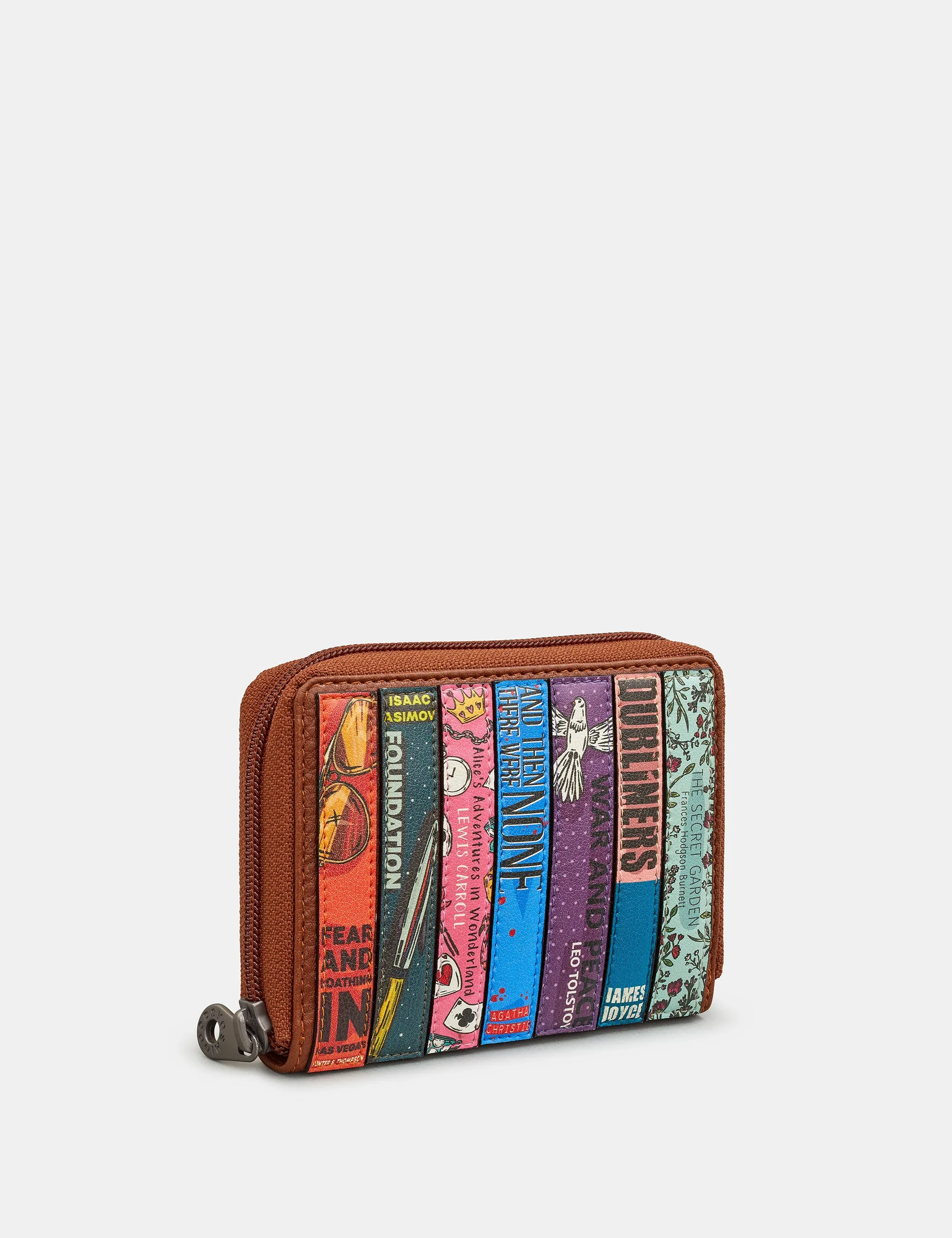 Bookworm Brown Vegan Leather Compact Zip Round Purse