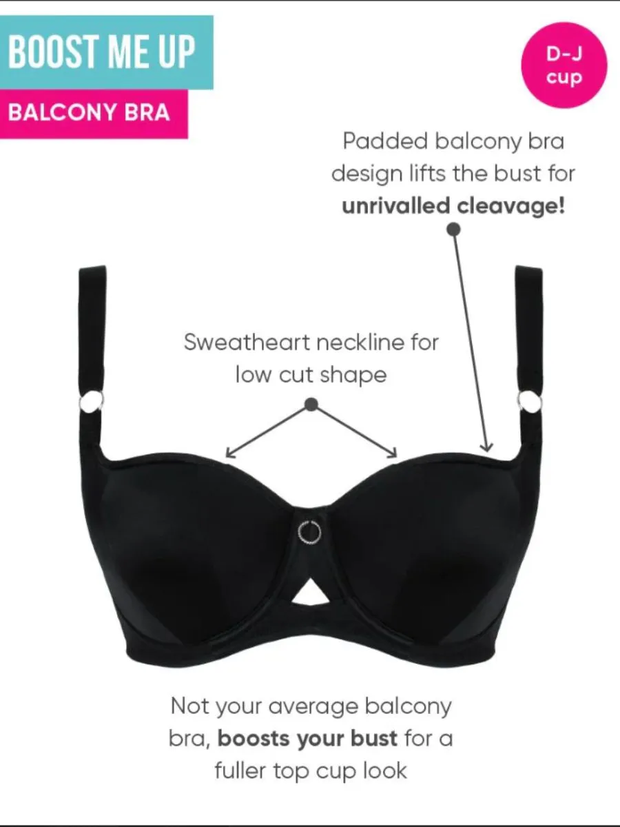 Boost Me Up Balcony Bra - Black