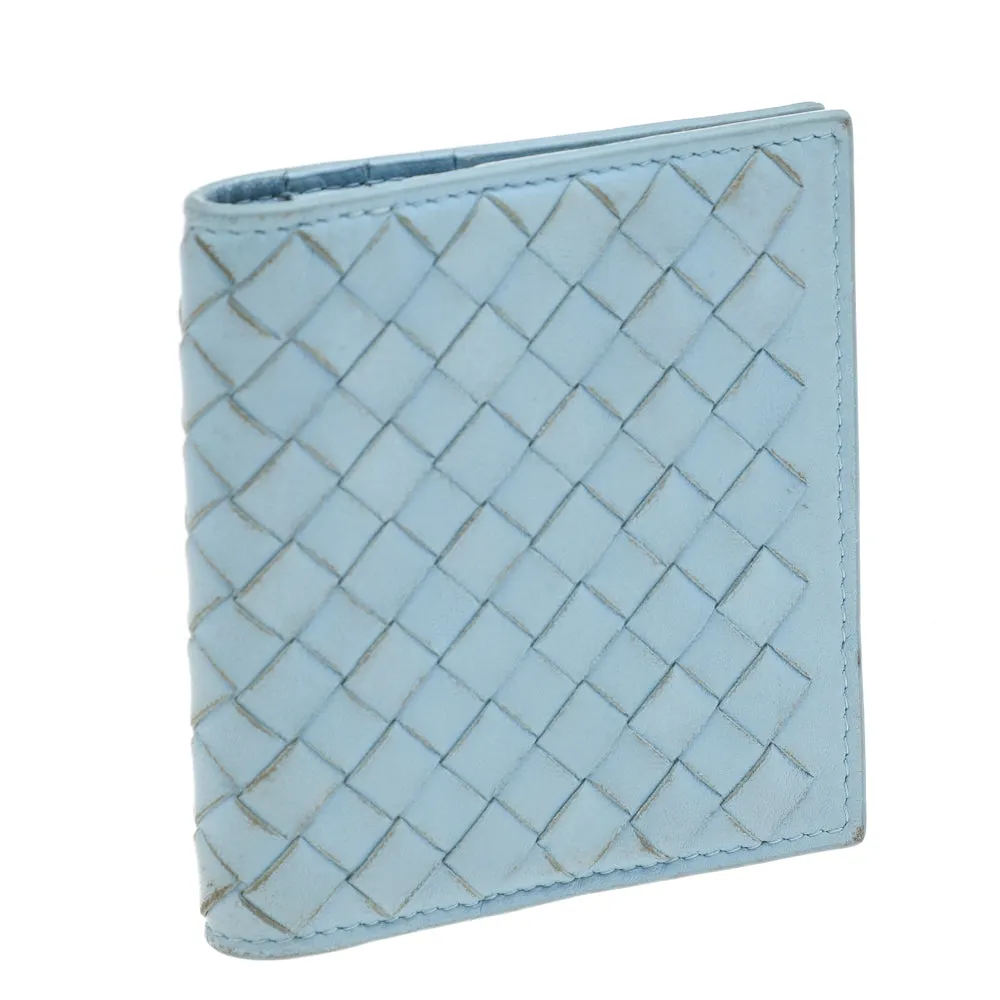 Bottega Veneta Light Blue Intrecciato Leather Wallet..
