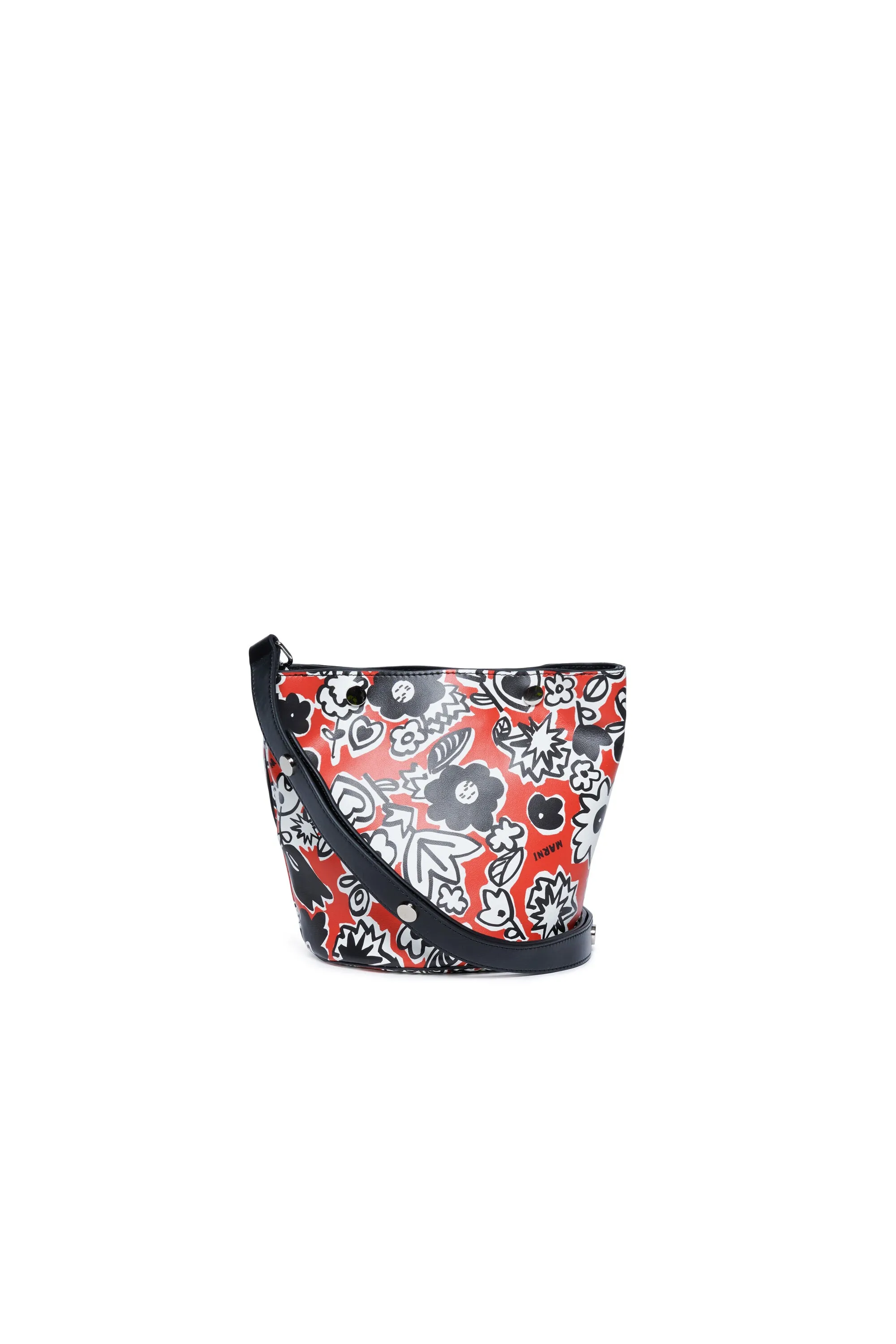 Bucket bag in fake leather with all-over Blossom