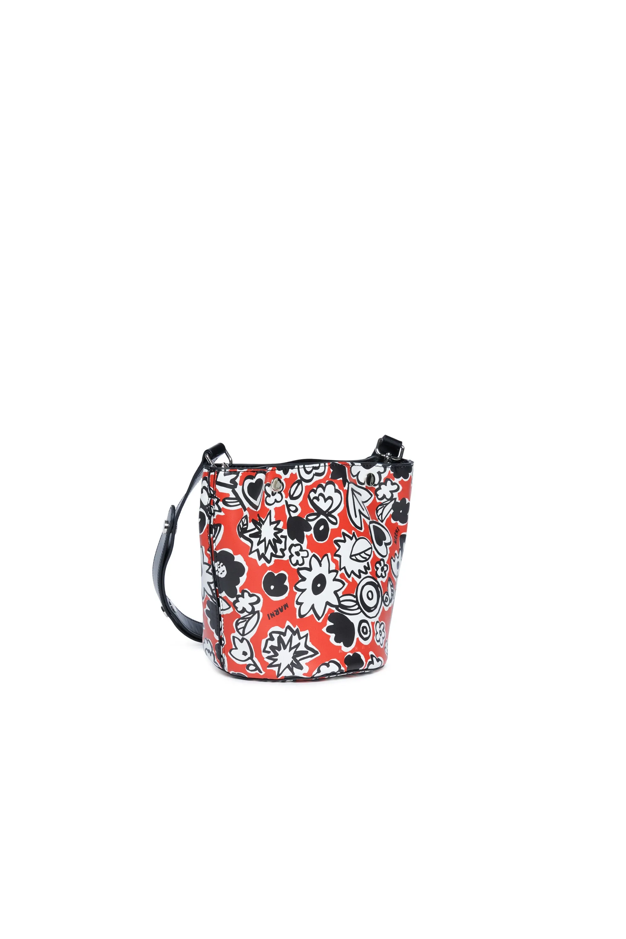 Bucket bag in fake leather with all-over Blossom