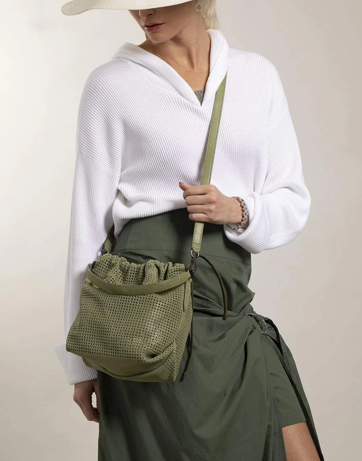 Buffered Leather Bucket Bag