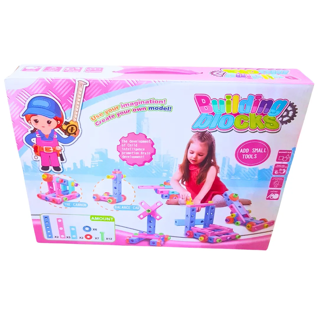 Building Blocks Construction Tool Set – DIY Engineering Playset with Nuts, Bolts & Toy Tools | Educational STEM Toy for Kids (3  Years)