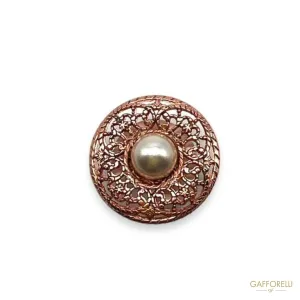 Button with Decoration and Central Pearl- Art. D422 - Gafforelli Srl
