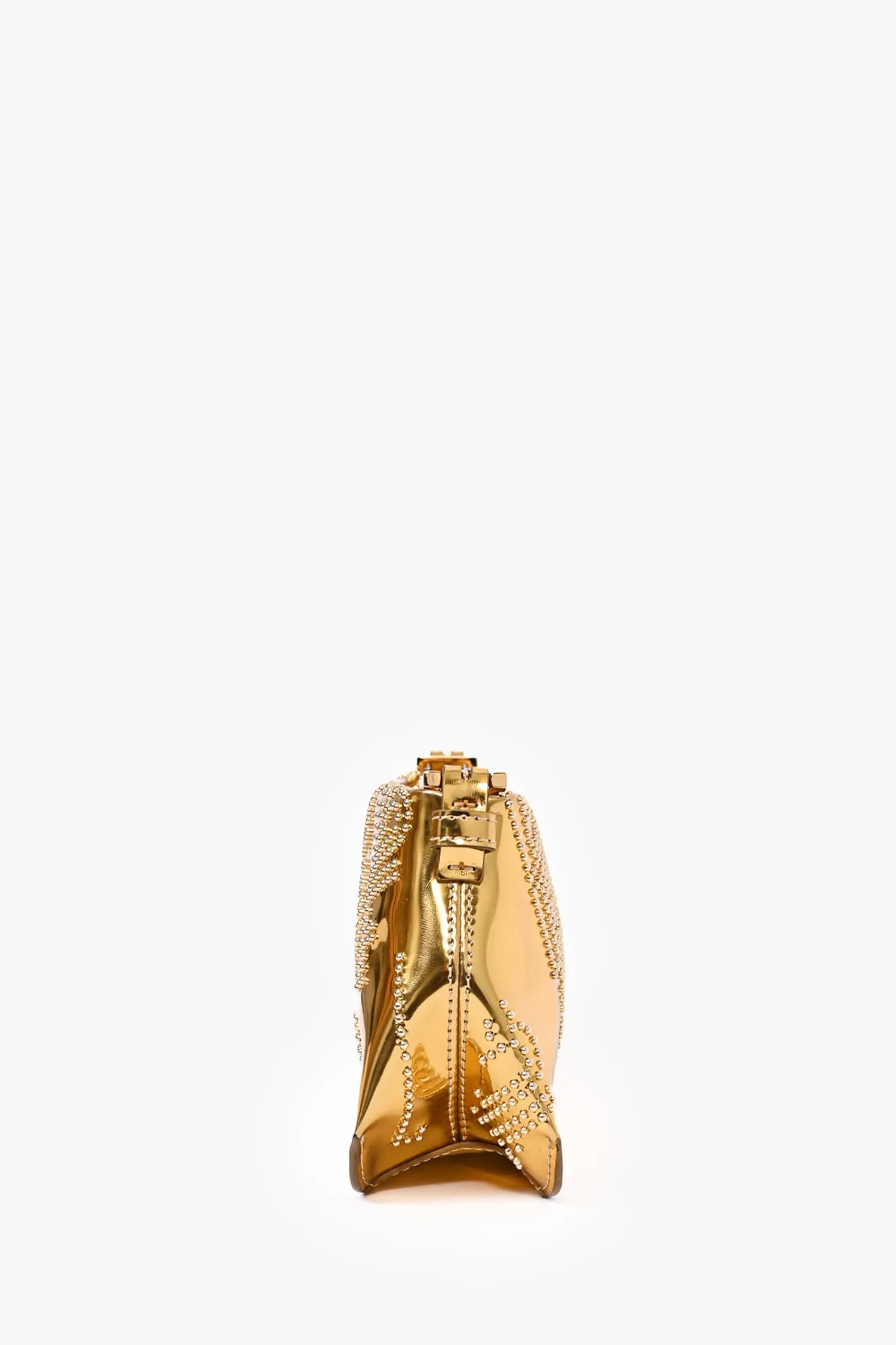 By Far Metallic Gold 'Dulce' Crystal Embellished Shoulder Bag