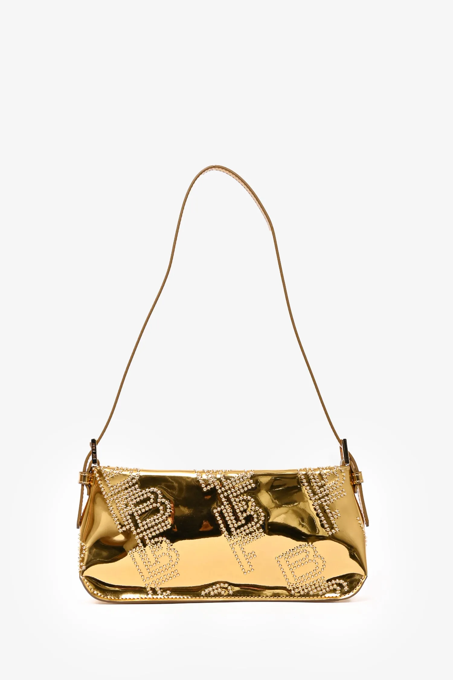 By Far Metallic Gold 'Dulce' Crystal Embellished Shoulder Bag