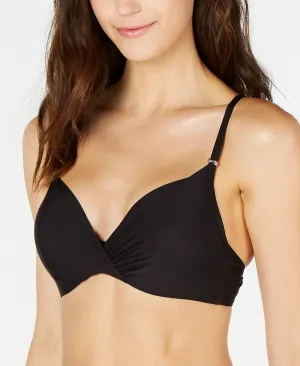 Calvin Klein Pleated Underwire Bikini Top, Black
