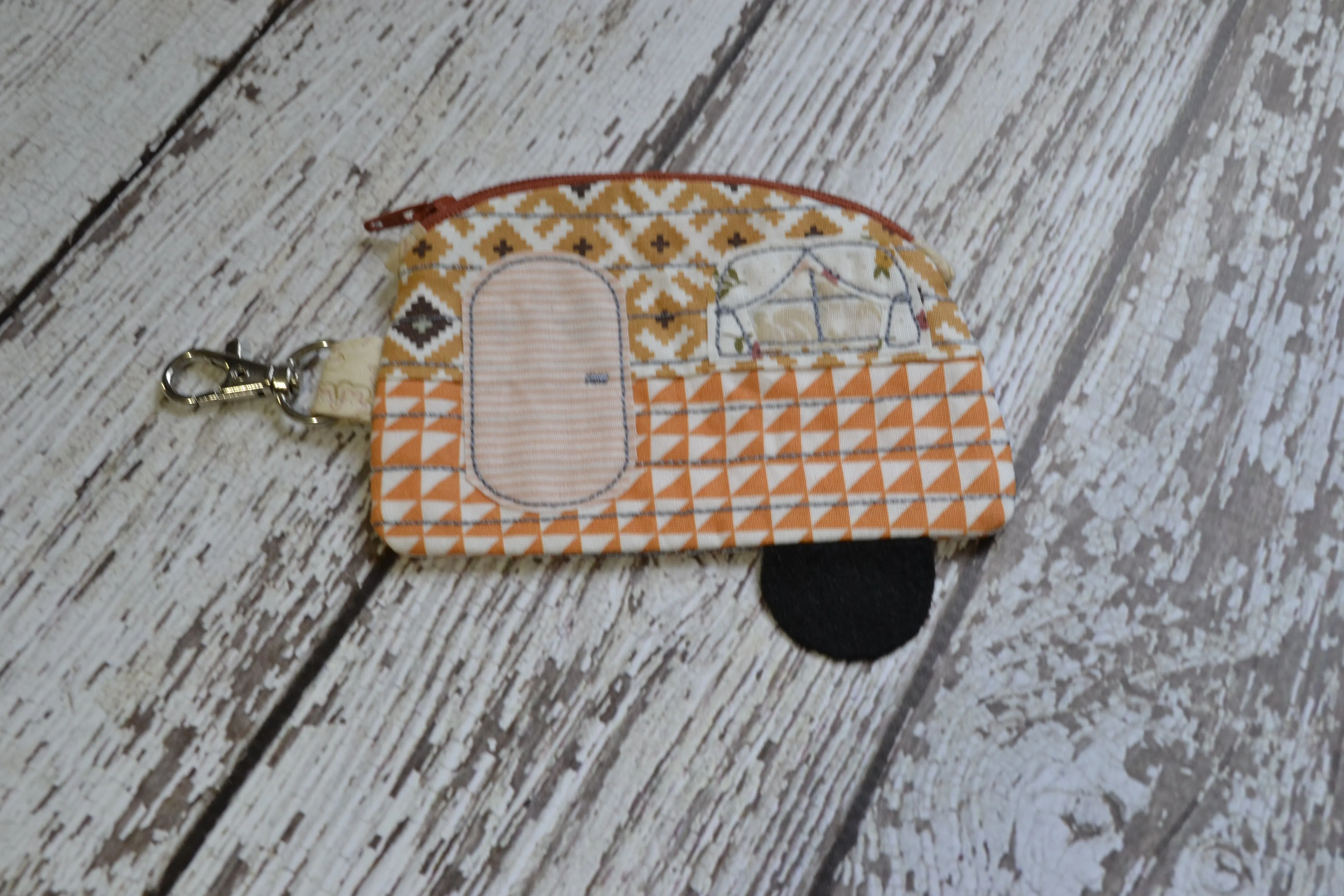 Camper Shaped Coin Purse -Re-Purposed Fabric - Group U - (3)