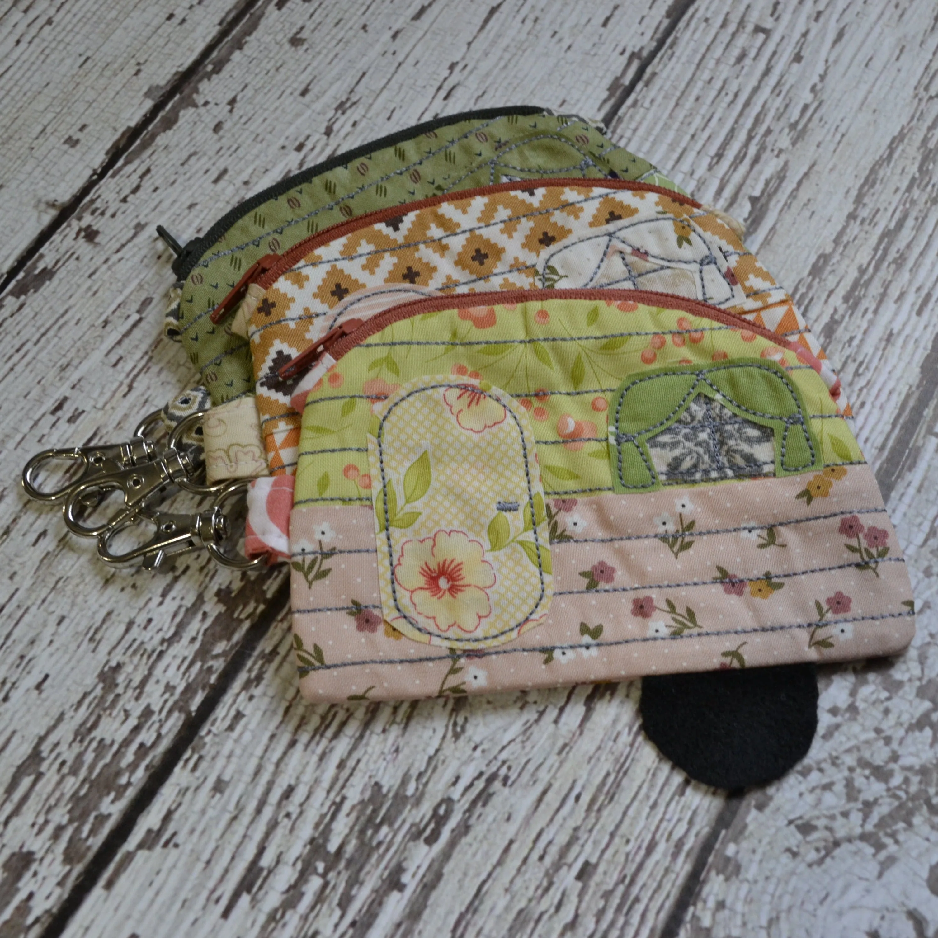Camper Shaped Coin Purse -Re-Purposed Fabric - Group U - (3)