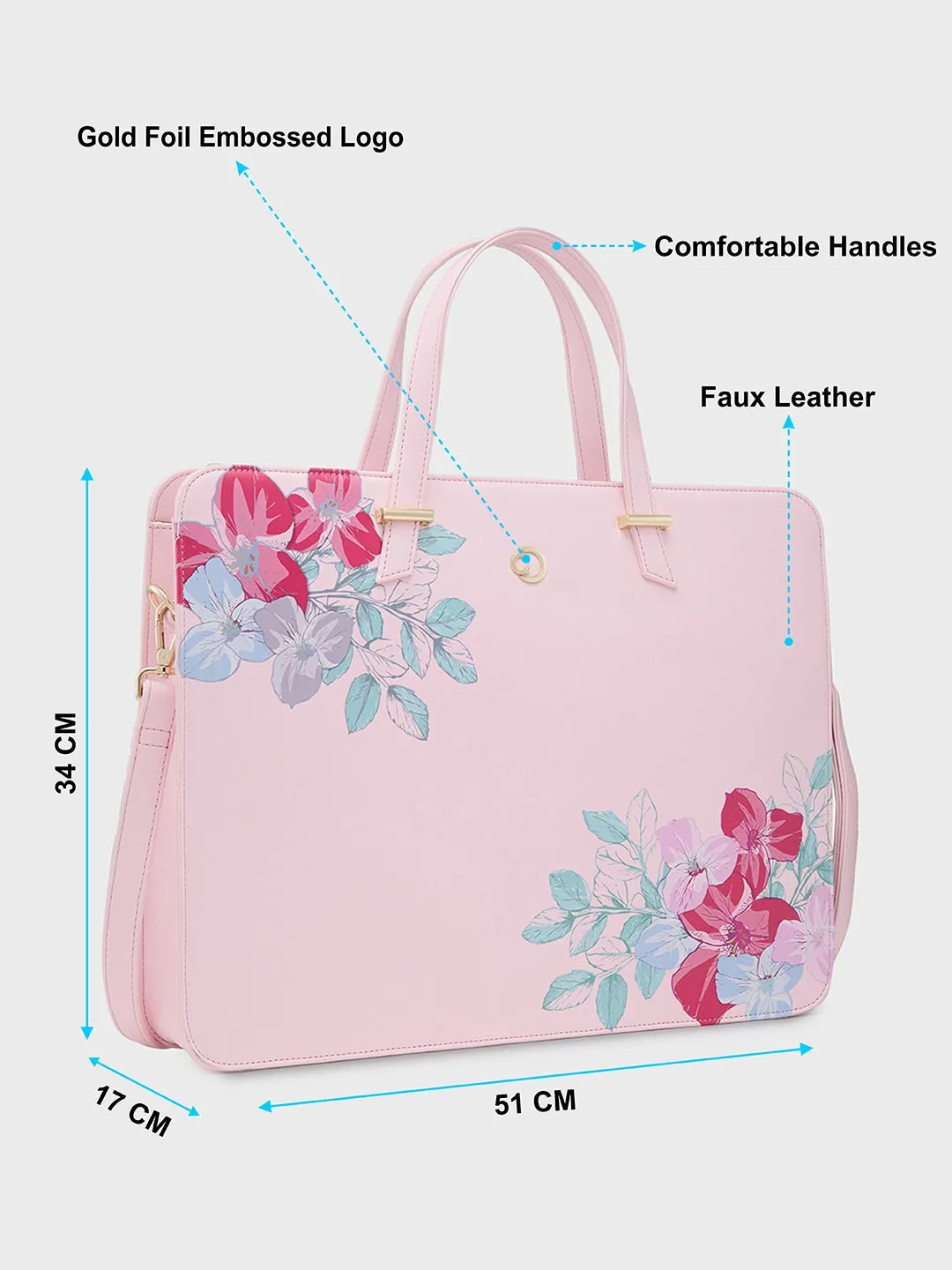 Caprese Shanaya Laptop Bag Large Printed Pink