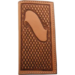 CB41 - Natural Leather Diamond Tooled Checkbook Wallet