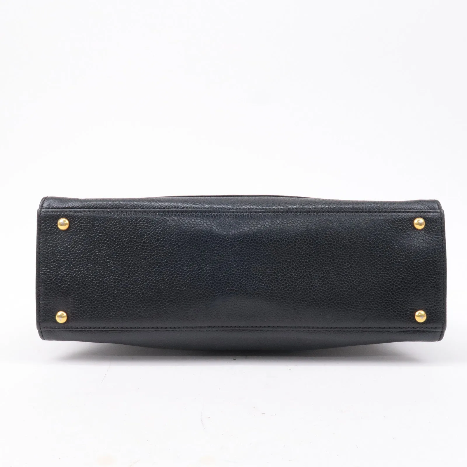 CHANEL Caviar Skin Chain Shoulder Bag Black Gold