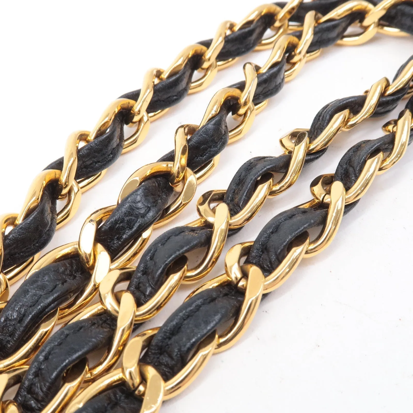 CHANEL Caviar Skin Chain Shoulder Bag Black Gold