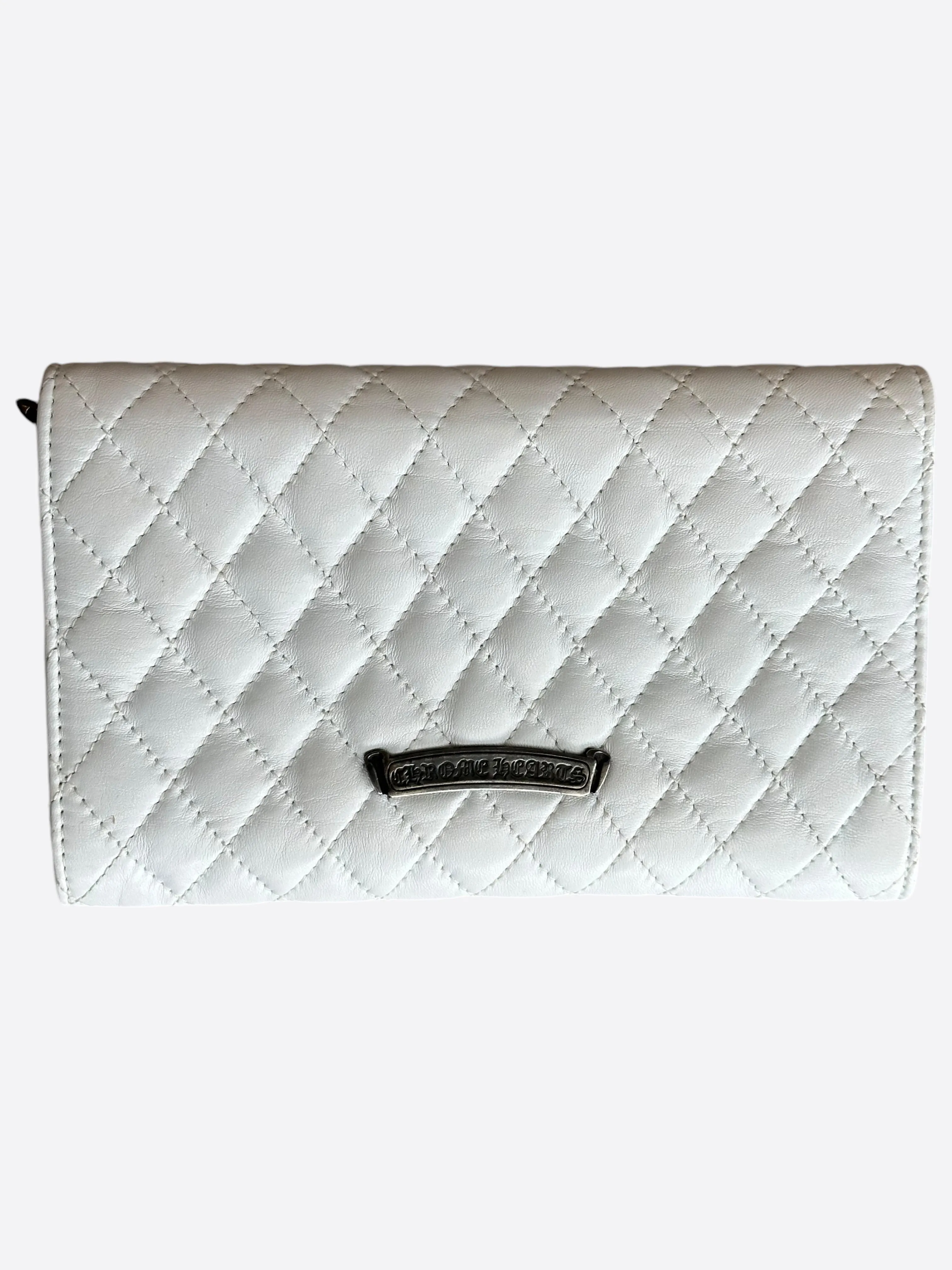 Chrome Hearts White Quilted Cross Wallet