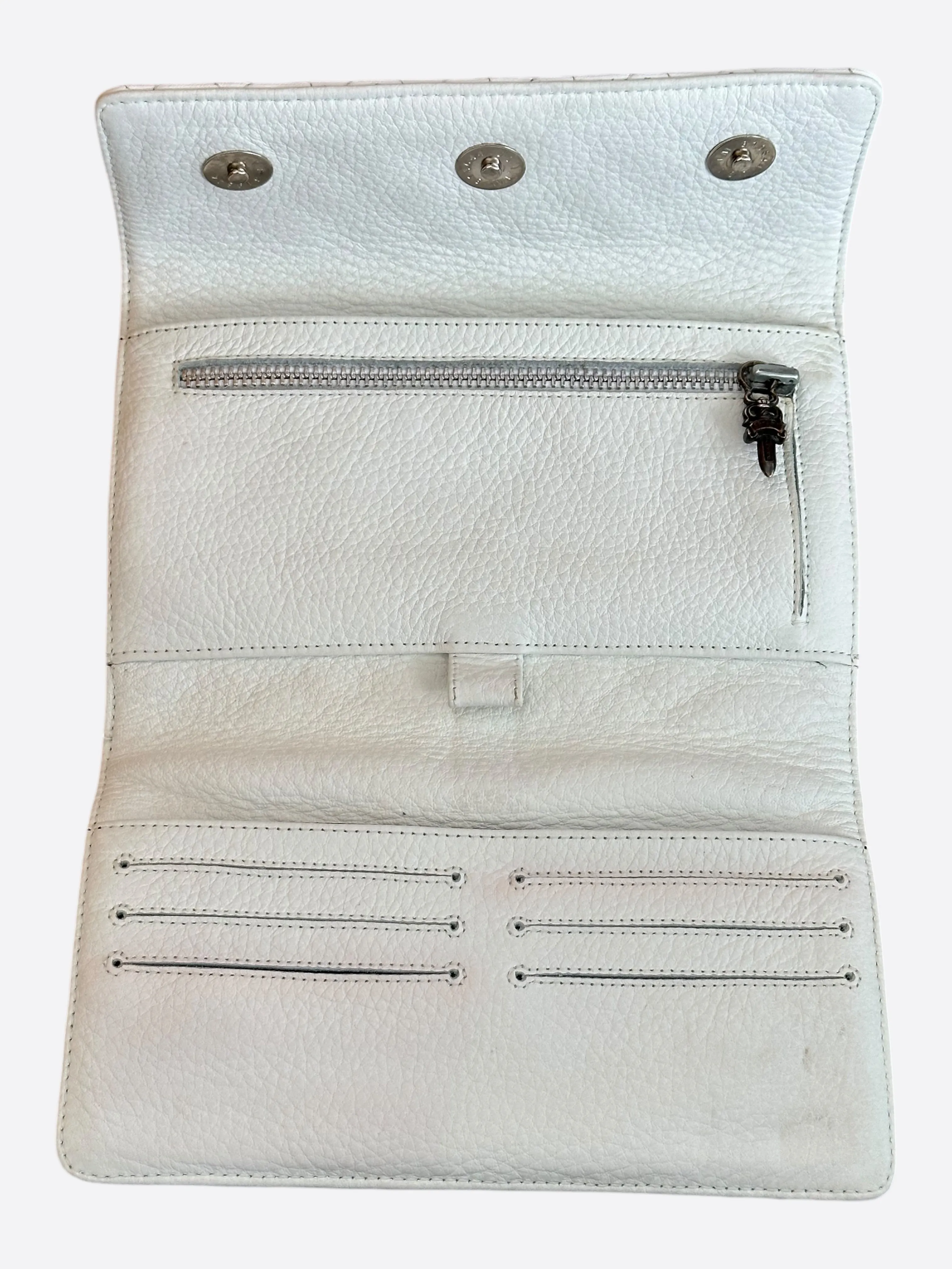 Chrome Hearts White Quilted Cross Wallet