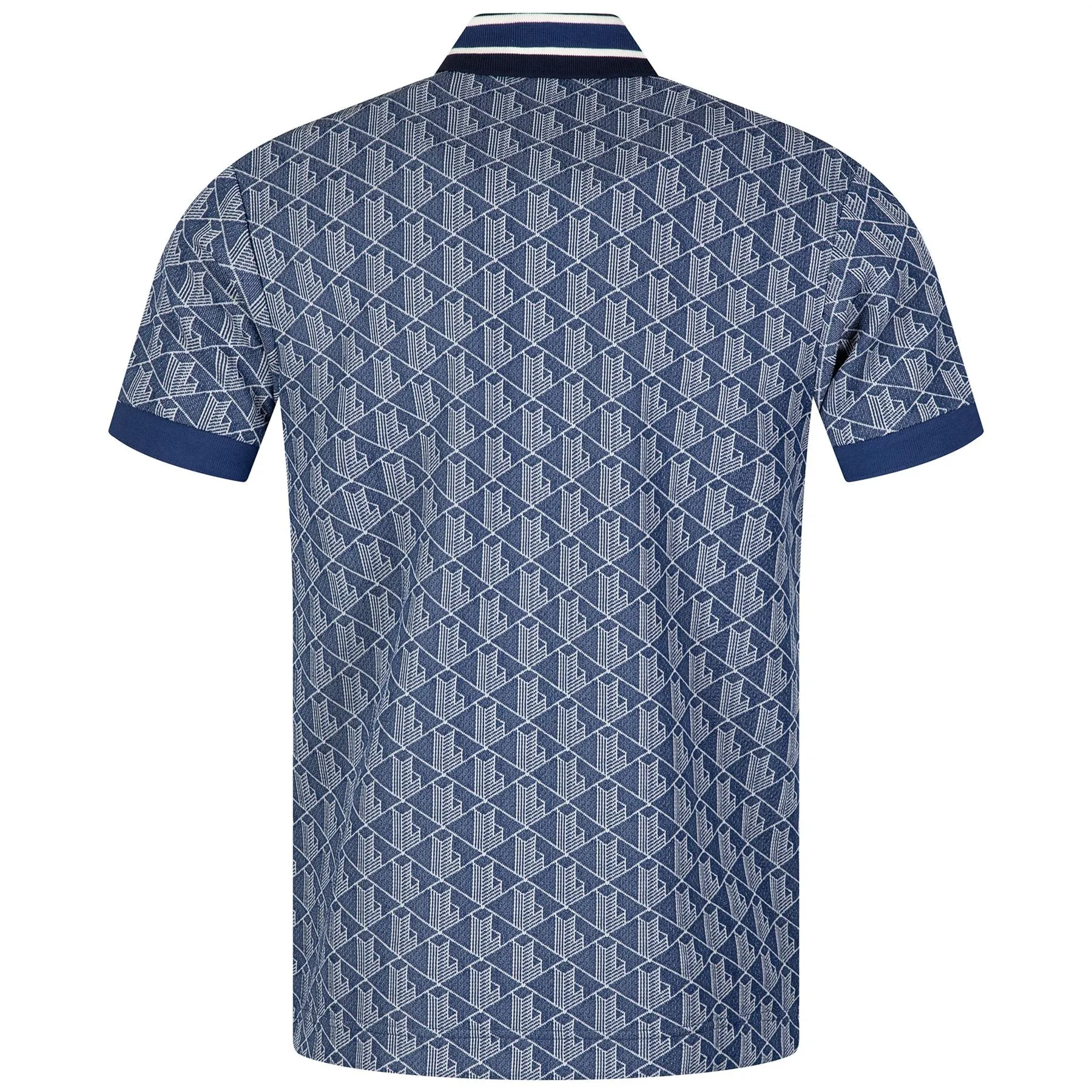 Classic Fit Contrast Collar Monogram Polo Navy Blue/White - AW23