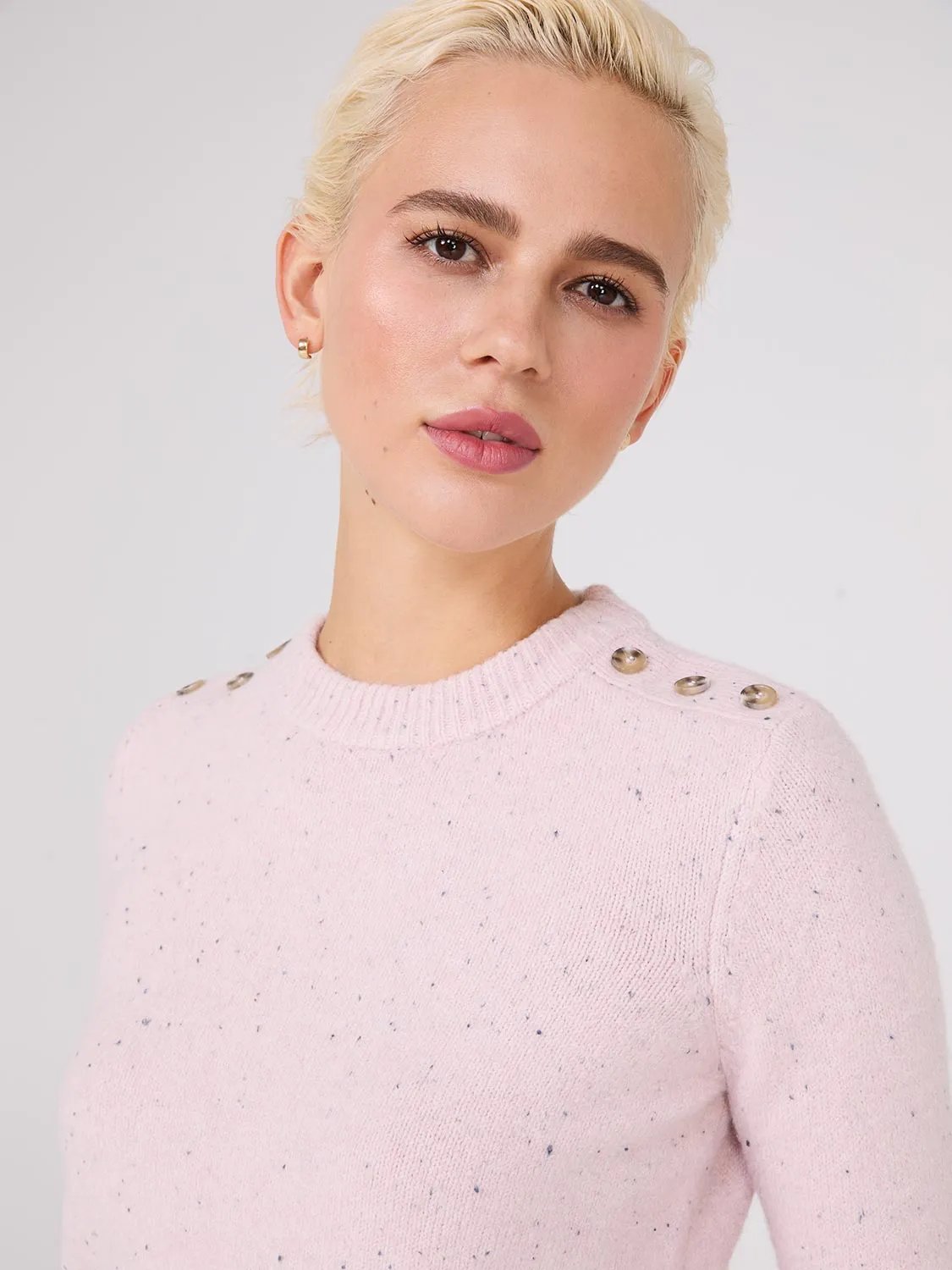 Crew Neck Sweater With Button Details