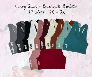 Curvy Ribbed Cropped Racerback Tank Top bralette Brami by Zenana - 15 Colors