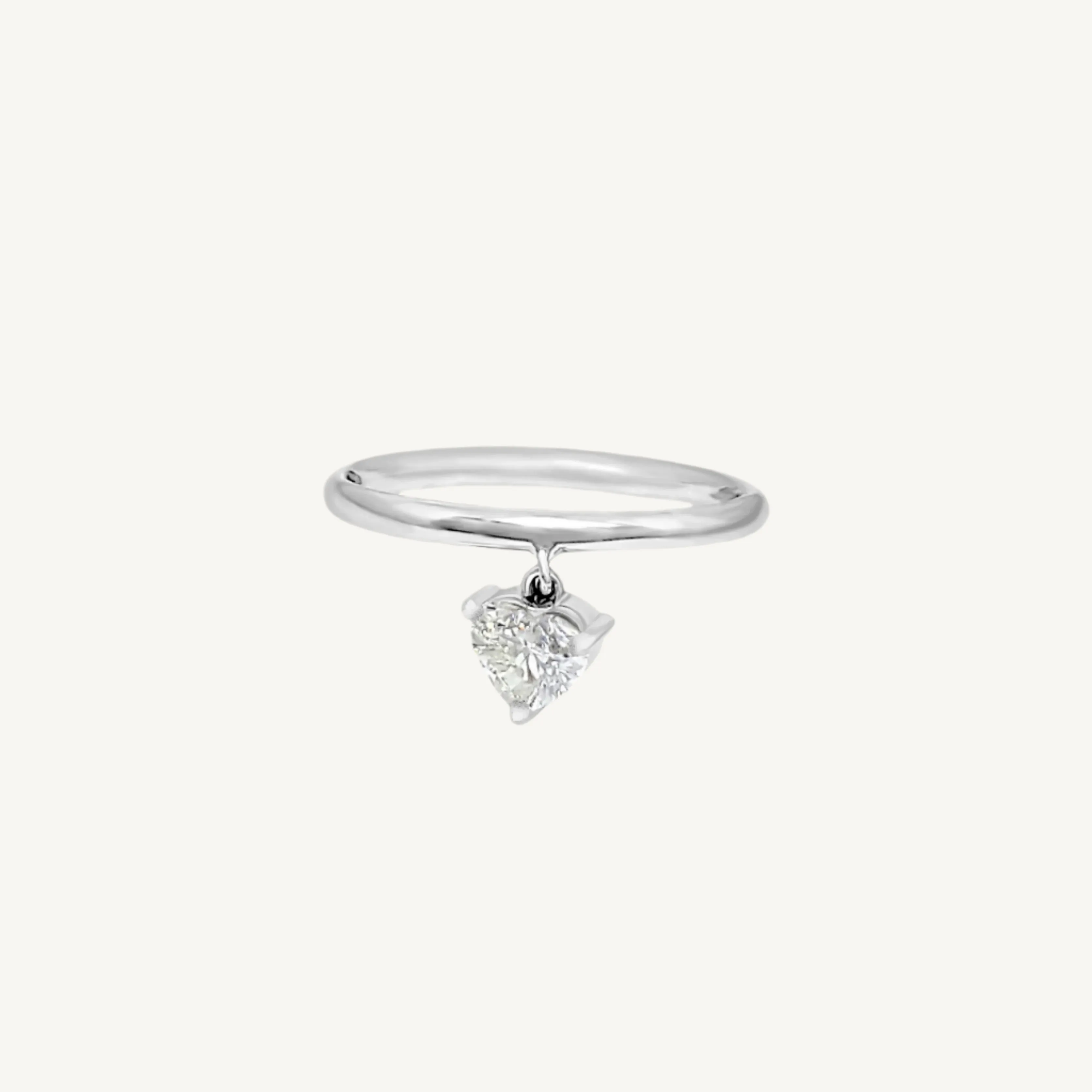 Dangling Heart-Shaped Diamond Ring