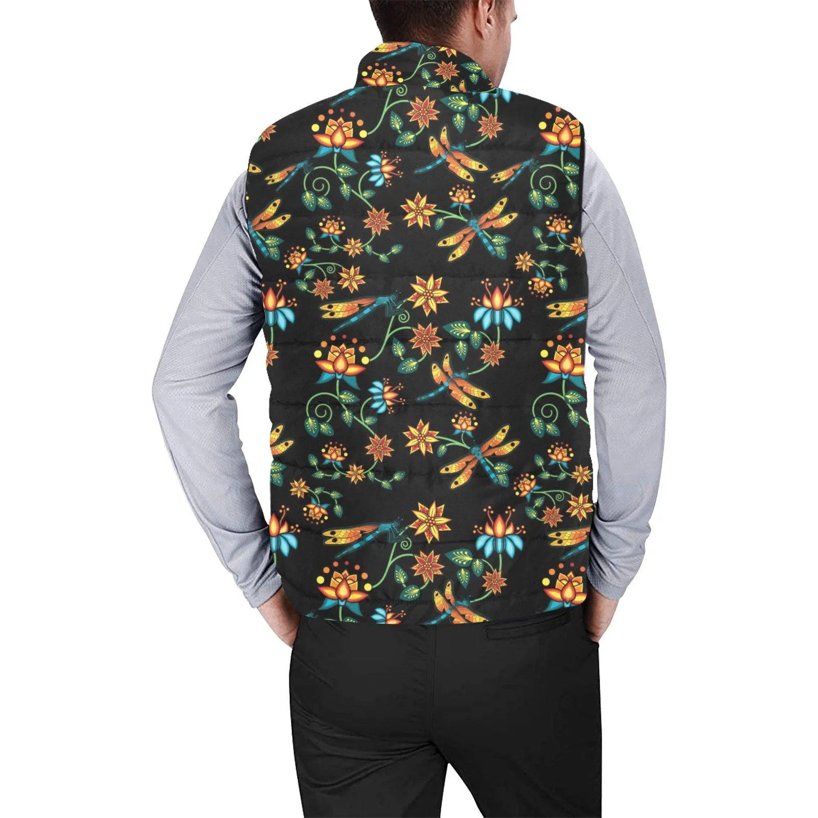 Dragon Lily Noir Men's Padded Vest Jacket