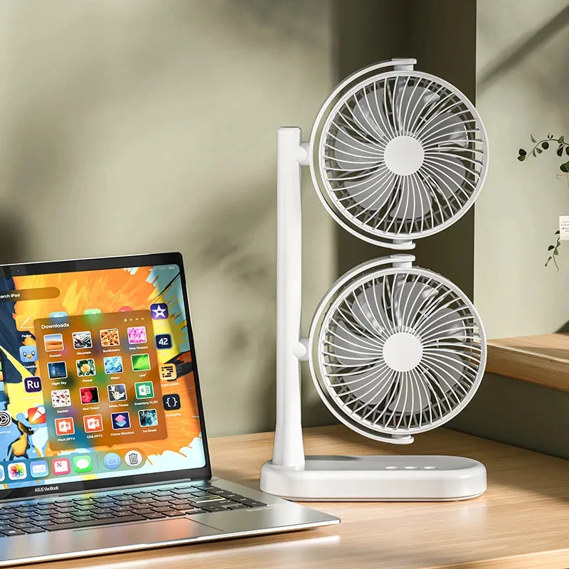 Dual Head Fan with Adjustable Air Speed and Direction USB Powered