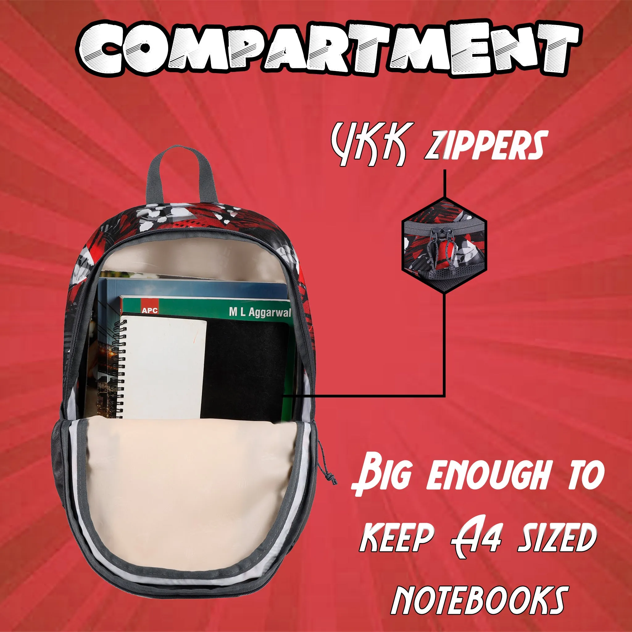 Dylan 15L Geometric Black Red Backpack