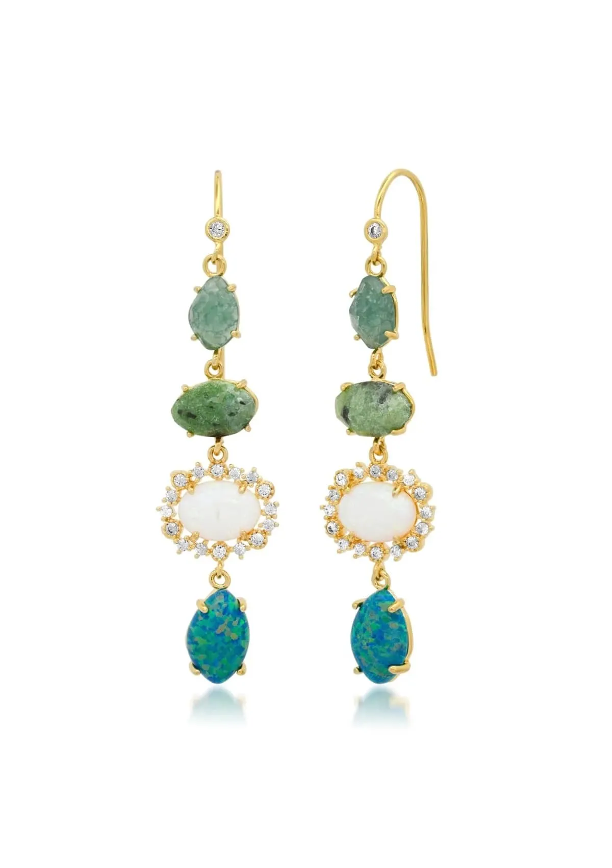 Earring Lake Life Semi Stone Green