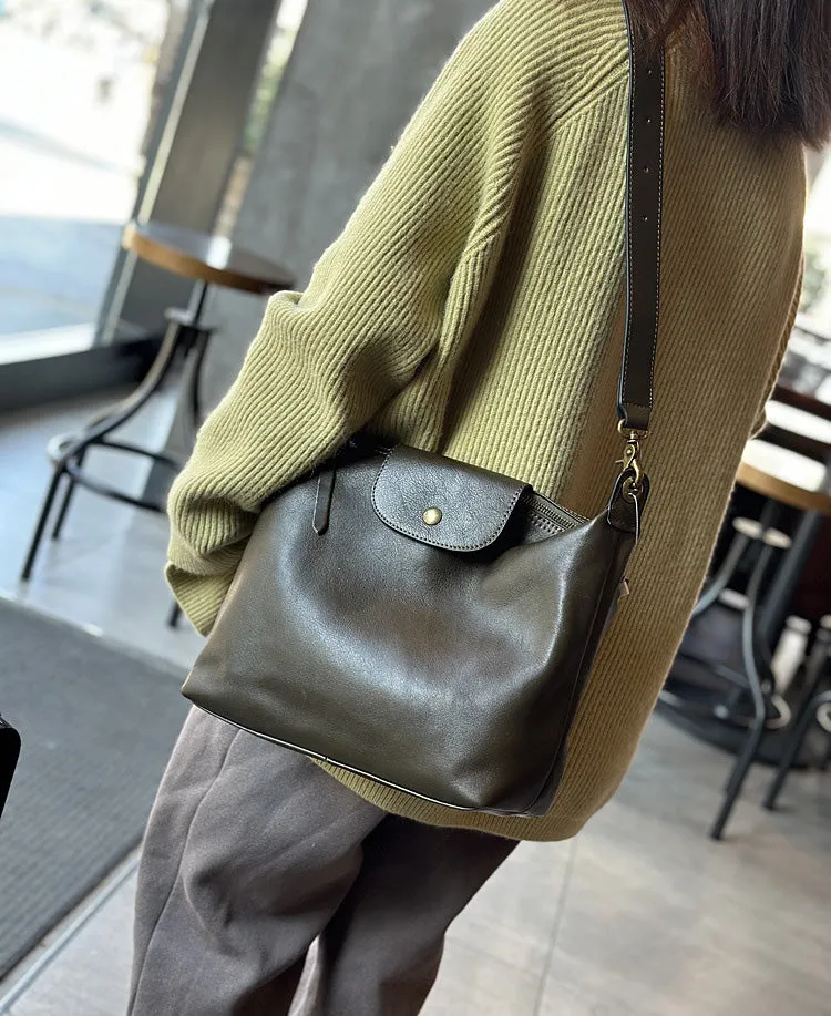 Elagant Women's Black Leather Crossbody Bag Small Over The Shoulder Purse