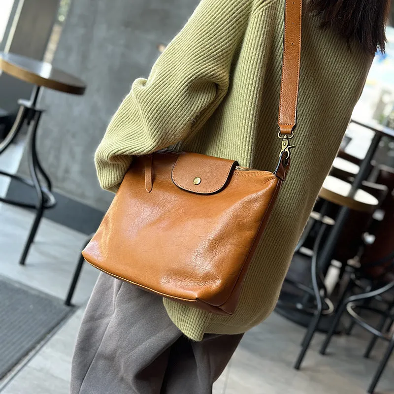 Elagant Women's Black Leather Crossbody Bag Small Over The Shoulder Purse