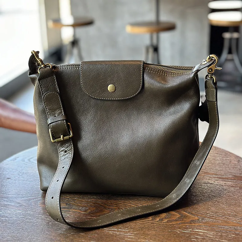 Elagant Women's Black Leather Crossbody Bag Small Over The Shoulder Purse