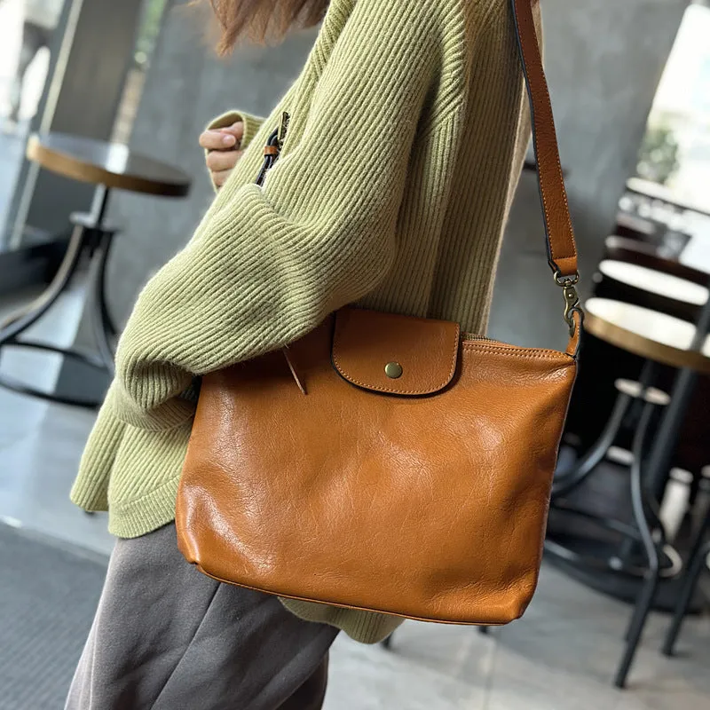 Elagant Women's Black Leather Crossbody Bag Small Over The Shoulder Purse